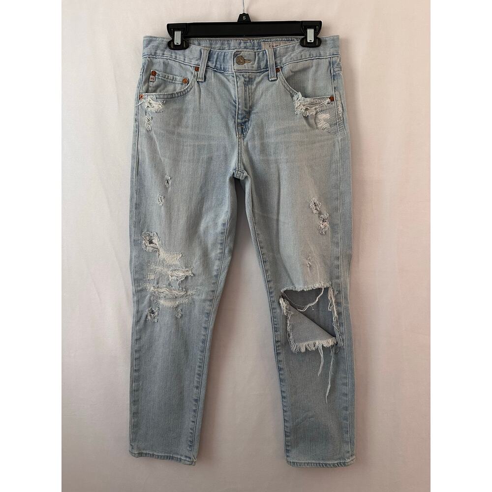 Adriano Goldschmied AG-ED Denim Ex-Boyfriend Slim Jeans Light Wash Distressed 27